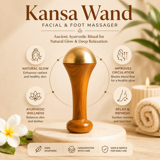 Kansa Wand Facial & Foot Massager - Helps Reduce Toxins & Boost Circulation