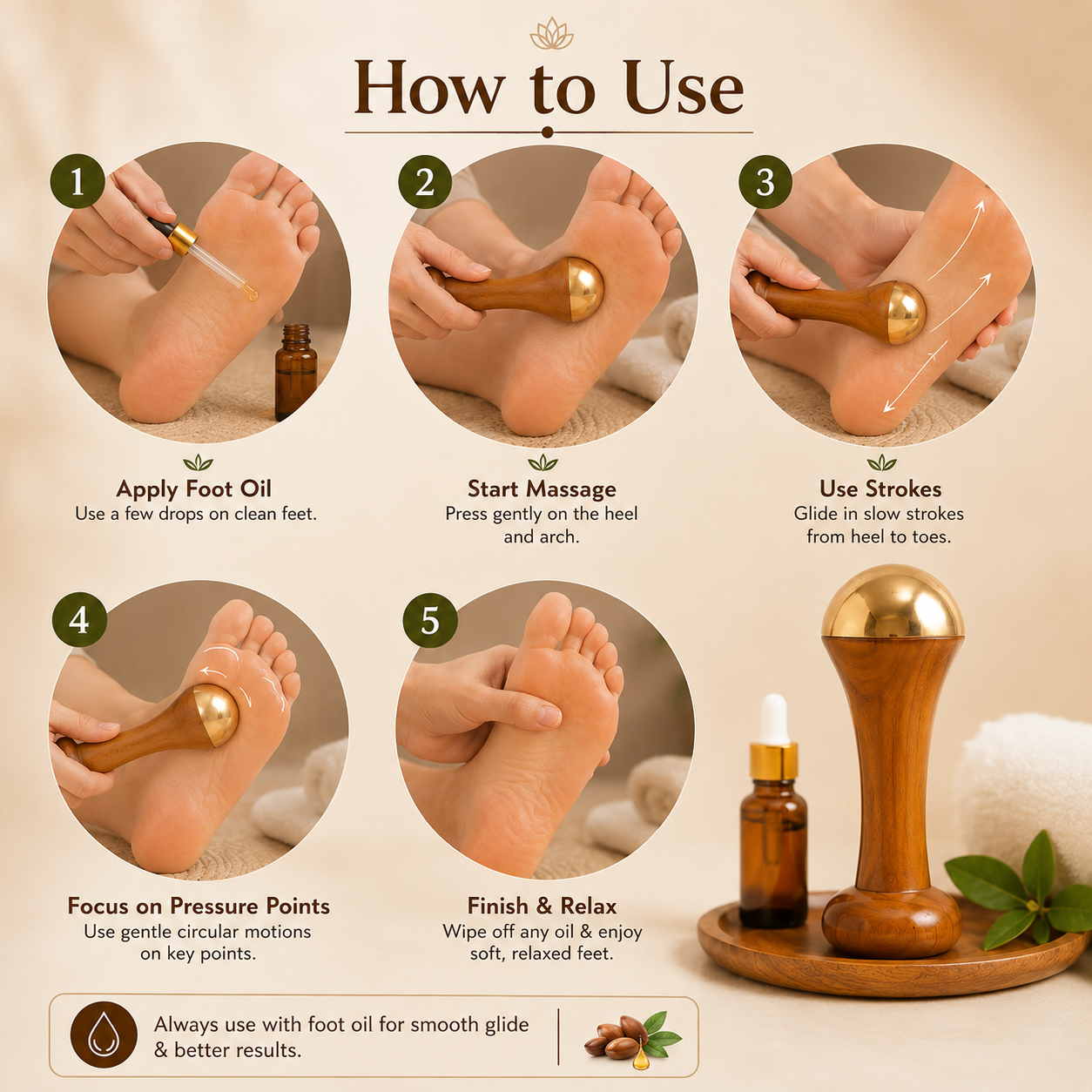 Kansa Wand Facial & Foot Massager - Helps Reduce Toxins & Boost Circulation