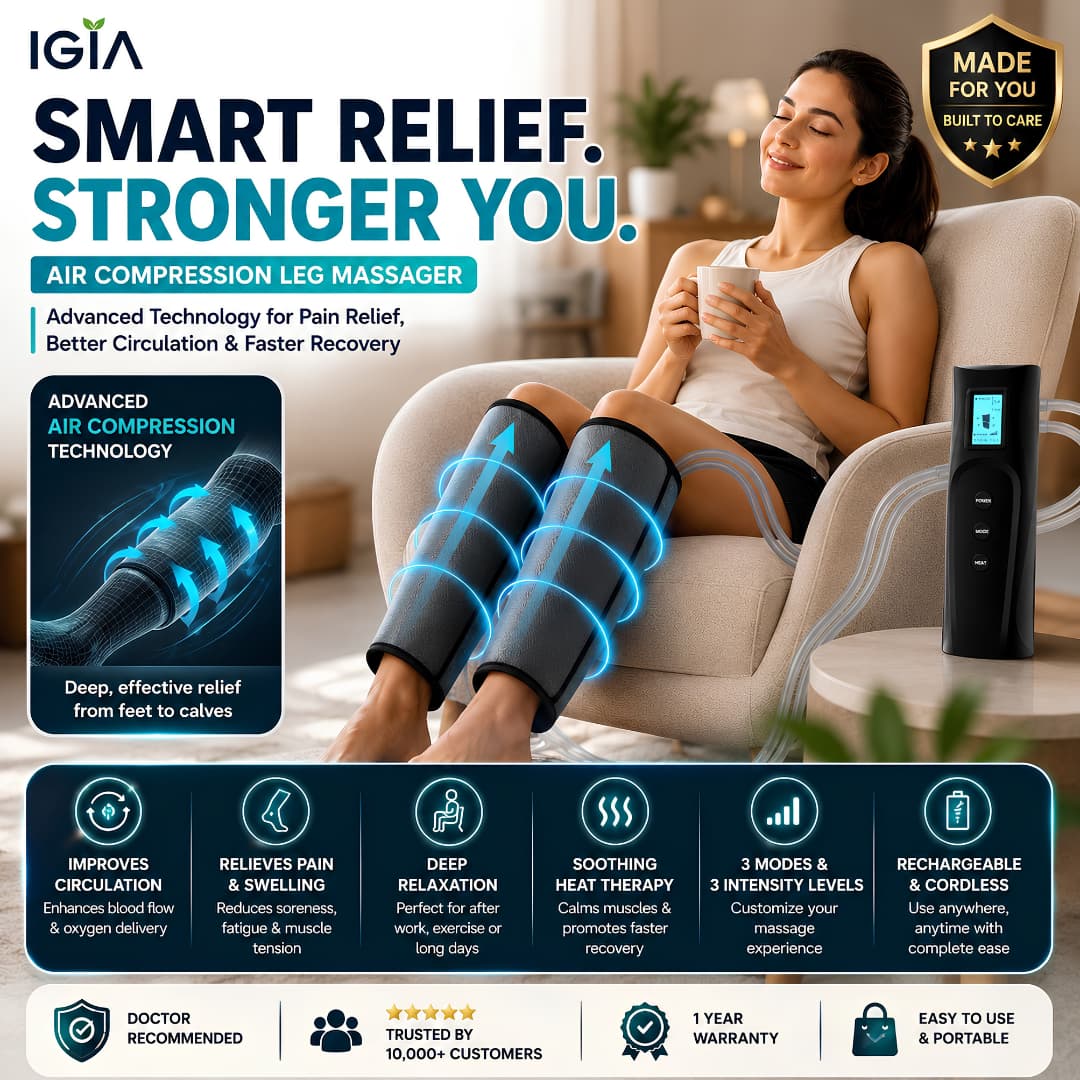 Air Compression Leg Massager with Heat & Adjustable Intensity