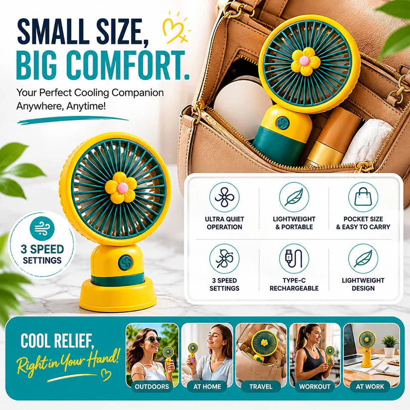 Portable Rechargeable Cooling Fan – No More Sweating in Summer