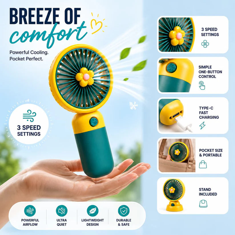 Portable Rechargeable Cooling Fan – No More Sweating in Summer